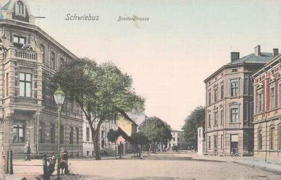 0206bg Schwiebus, Stra-enszene, Kinder 1906 color